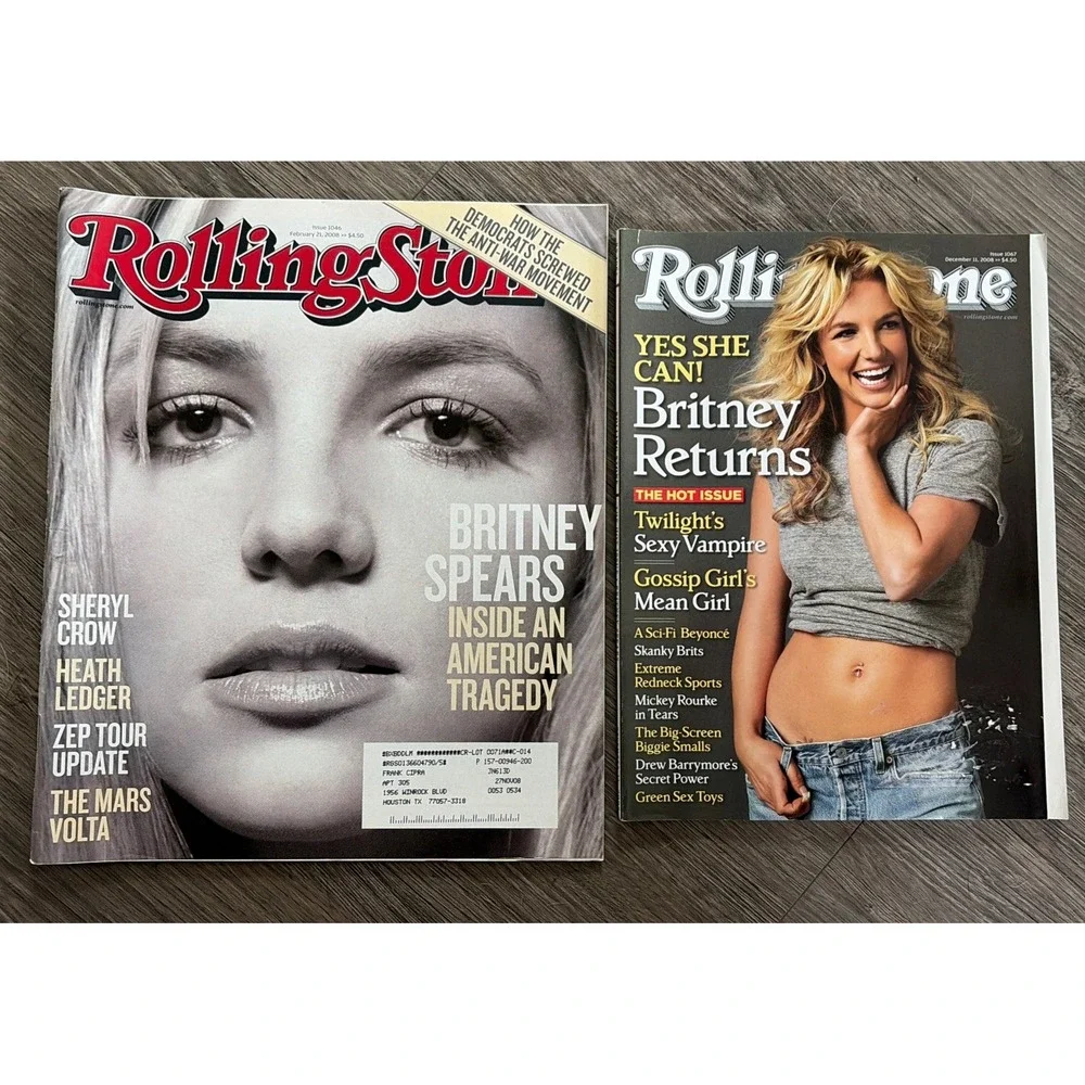 Lot of 2! Y2k Vintage Rolling Stone Magazine Britney Spears Tragedy Return Music